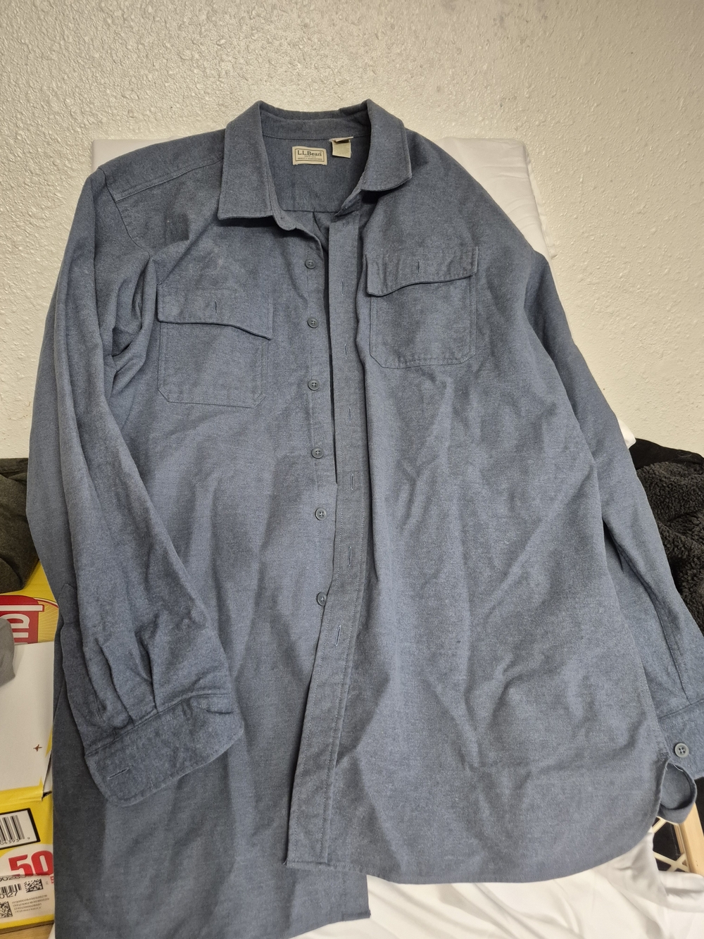 L.L. Bean Men's Slate Blue Button-Front Overshirt